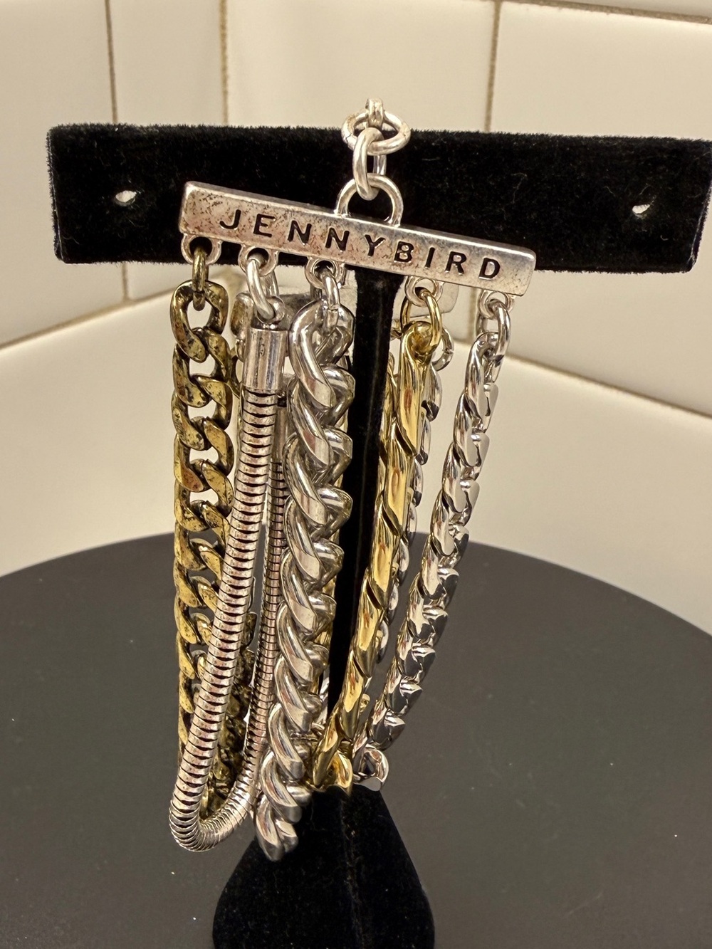 Jenny Bird Austin Mixed Metal 5 Strand Chain Bracelet Gold Silver - Picture 7 of 7